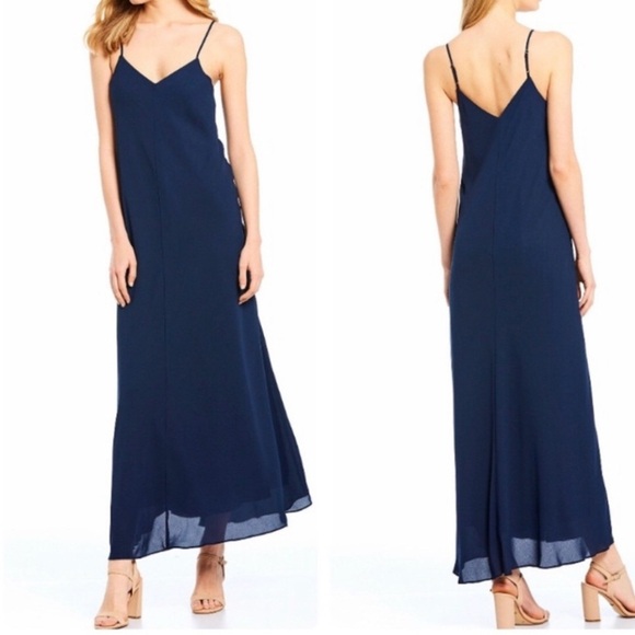 Gianni Bini Blue Spaghetti Strap Slip Maxi Dress XS - Picture 1 of 9